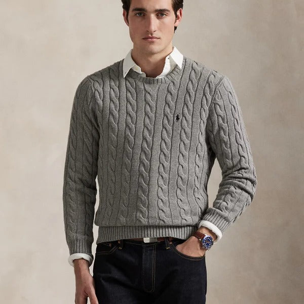 Zopfmusterpullover aus Baumwolle