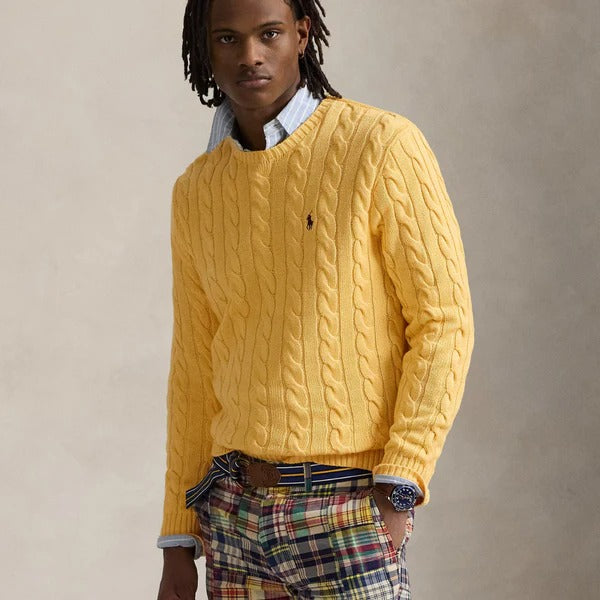 Zopfmusterpullover aus Baumwolle